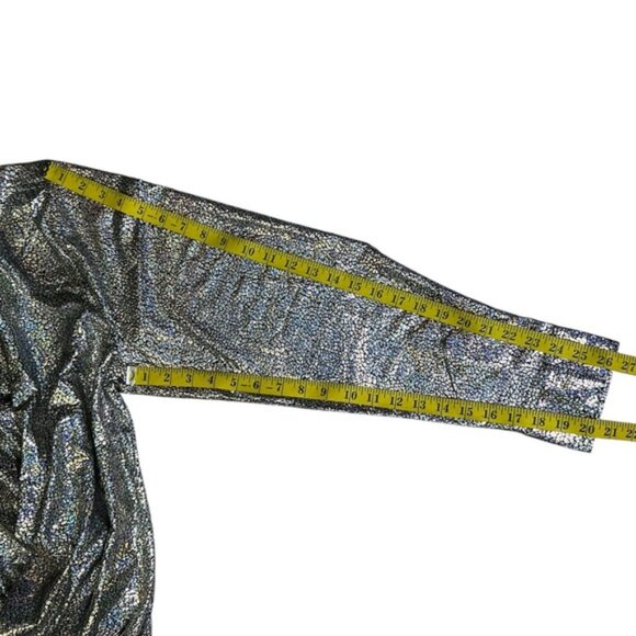 !! SOLD !!  Wulful Disco Party Shirt Metalic Holographic Nightclub Men Silver XL - Picture 13 of 16